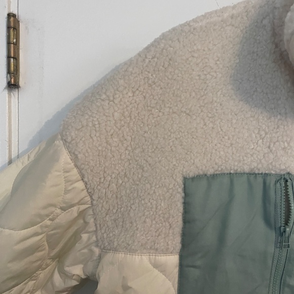 Universal Thread Full Zip Sherpa Nylon Jacket Cream Teal - Picture 10 of 14